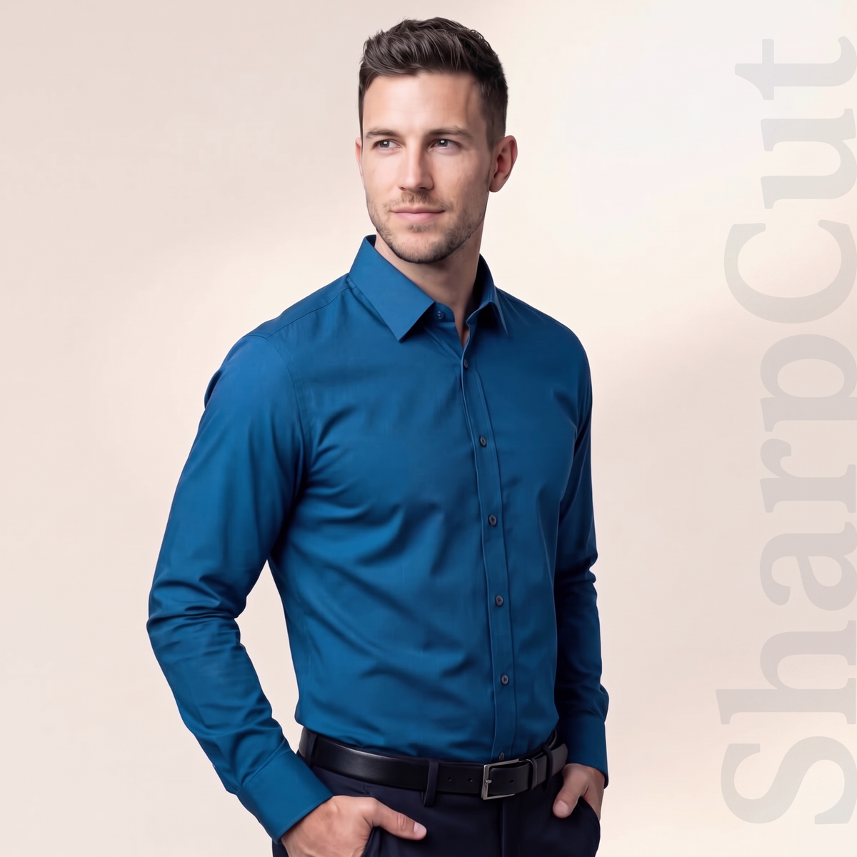 SharpCut Petrol Blue shirt